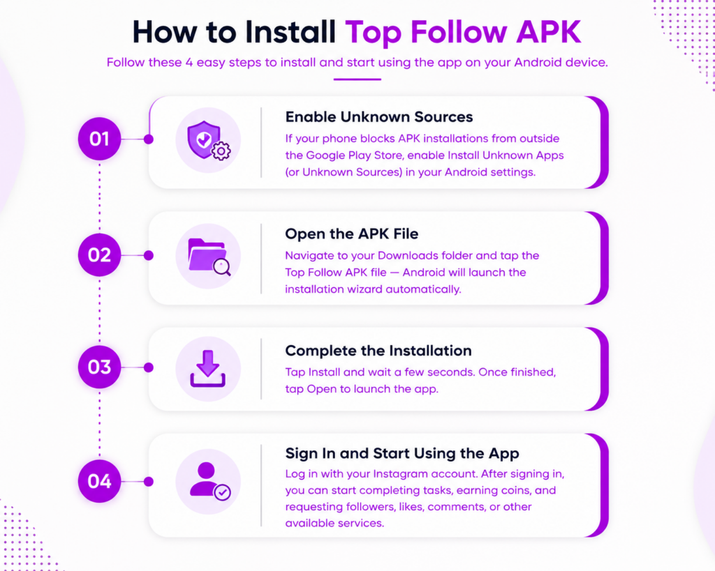 How to Install Top Follow APK on Android 